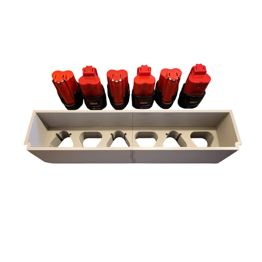 6x 2Ah m12 slim batteriholder til Milwaukee PACKOUT™ Skuff