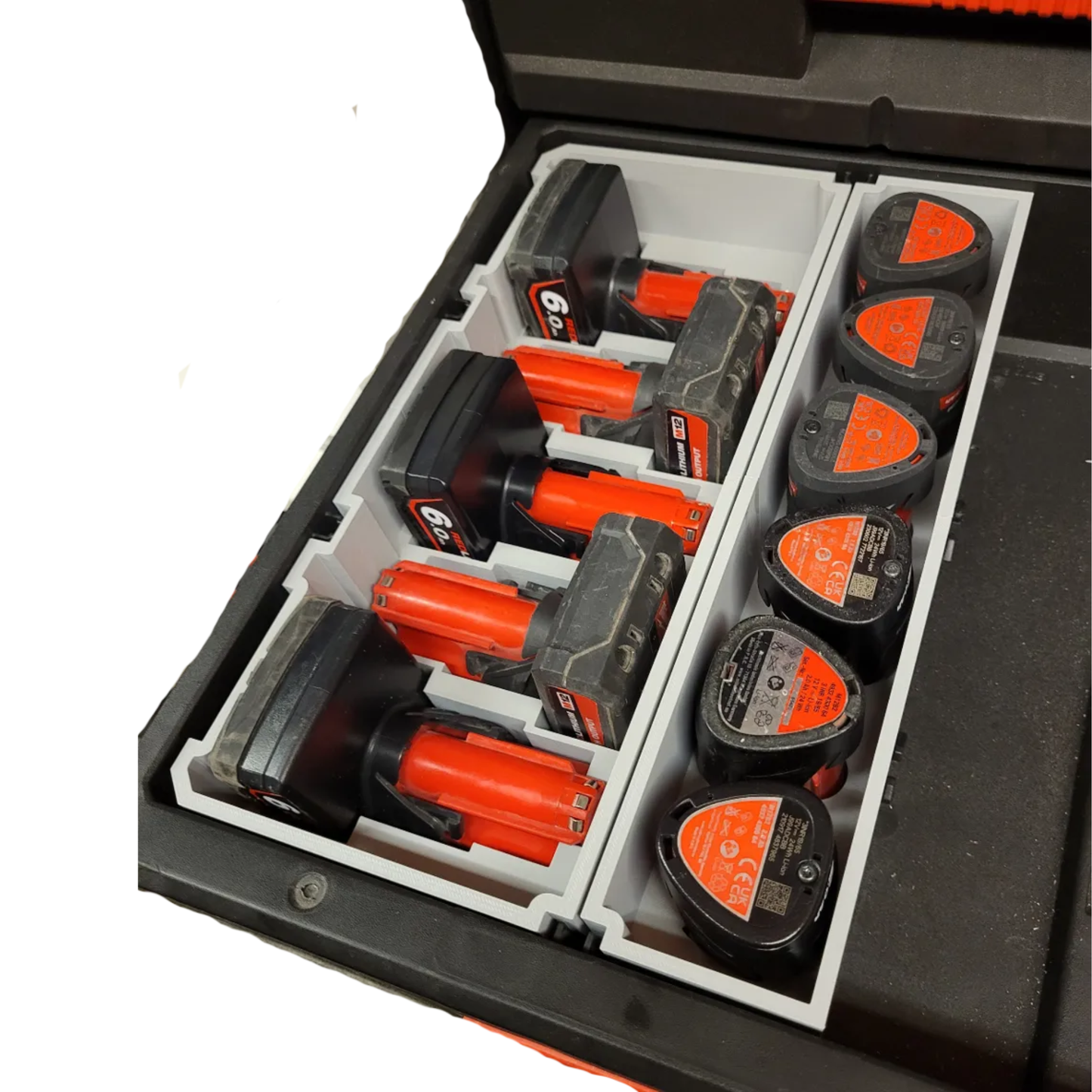 5x 6Ah m12 slim batteriholder til Milwaukee PACKOUT™ Skuff