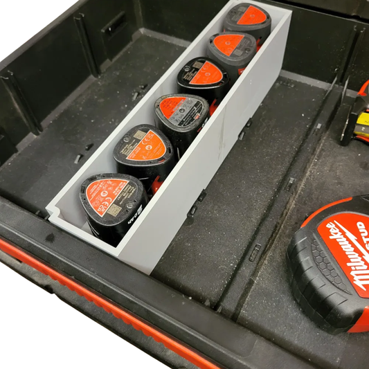 6x 2Ah m12 slim batteriholder til Milwaukee PACKOUT™ Skuff