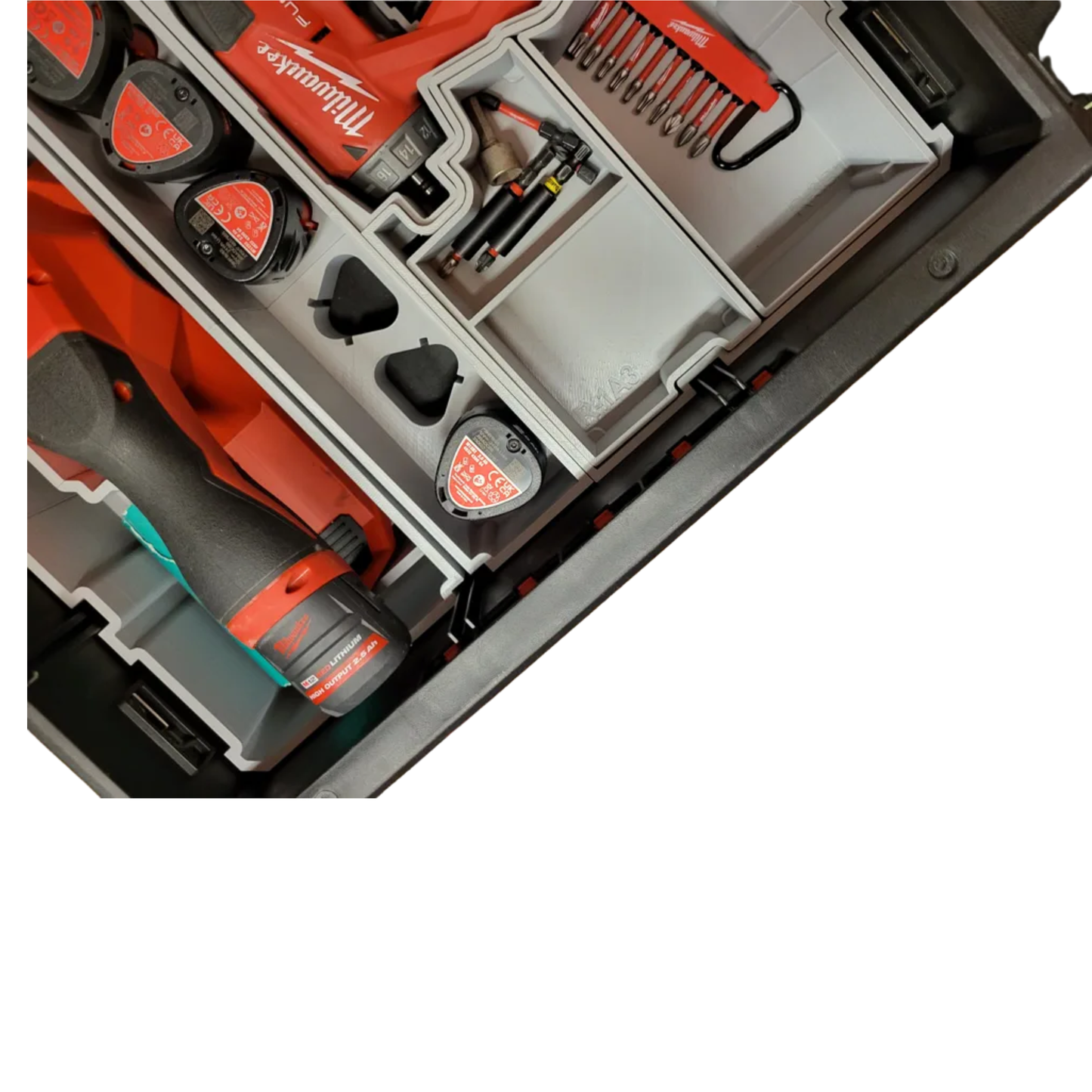 6x 2Ah m12 slim batteriholder til Milwaukee PACKOUT™ Skuff