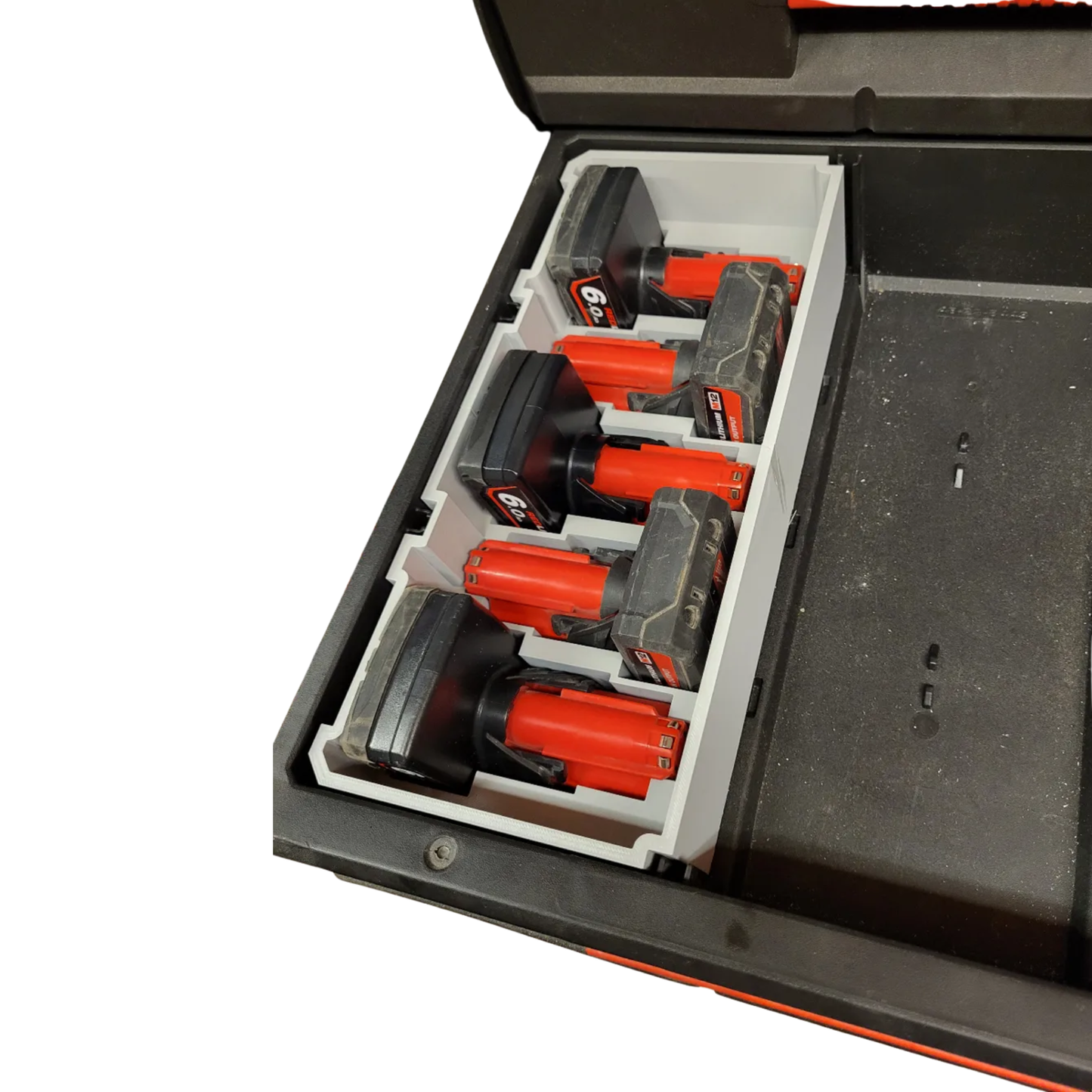 5x 6Ah m12 slim batteriholder til Milwaukee PACKOUT™ Skuff