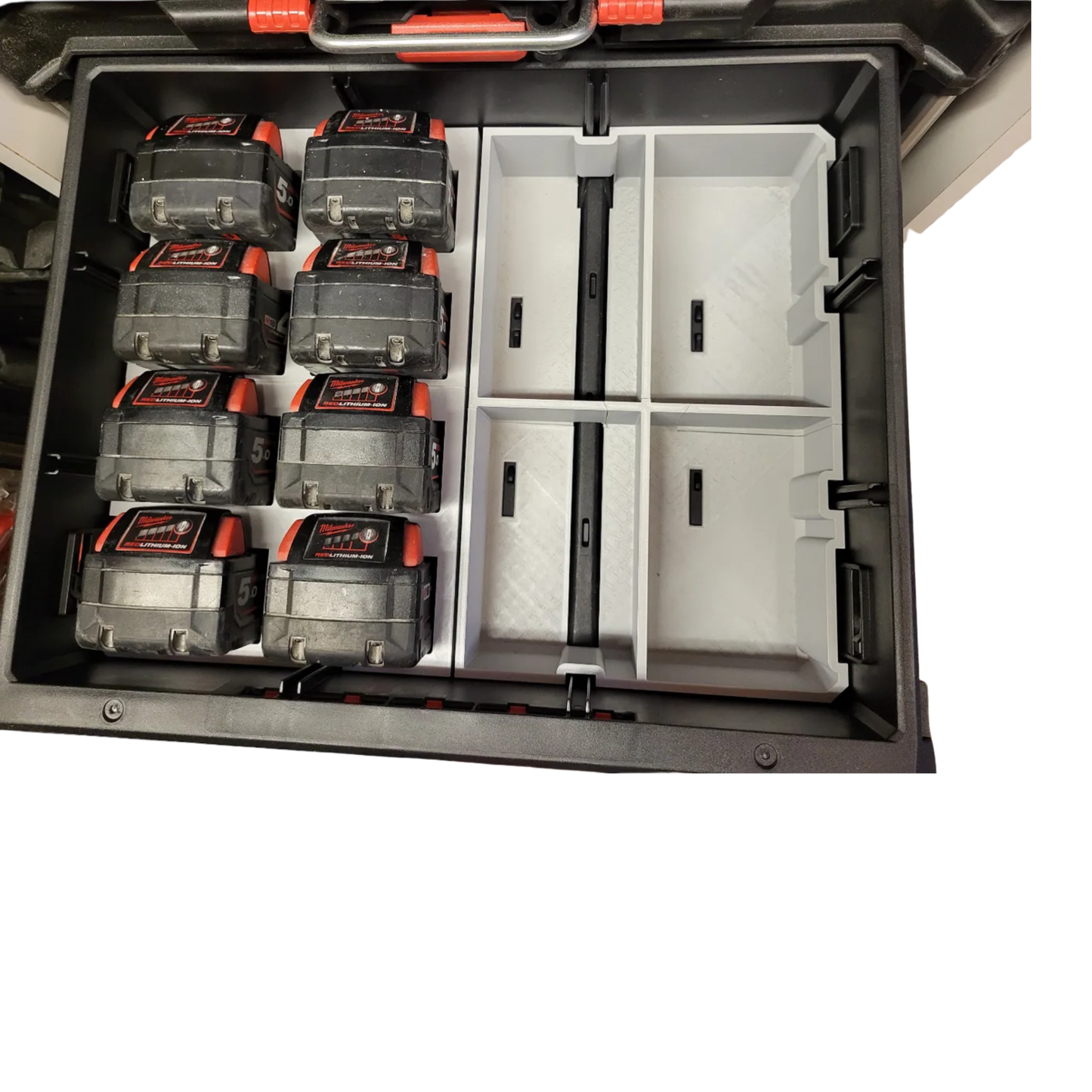 m18 4x 12Ah batteriholder til Milwaukee PACKOUT™ Skuff