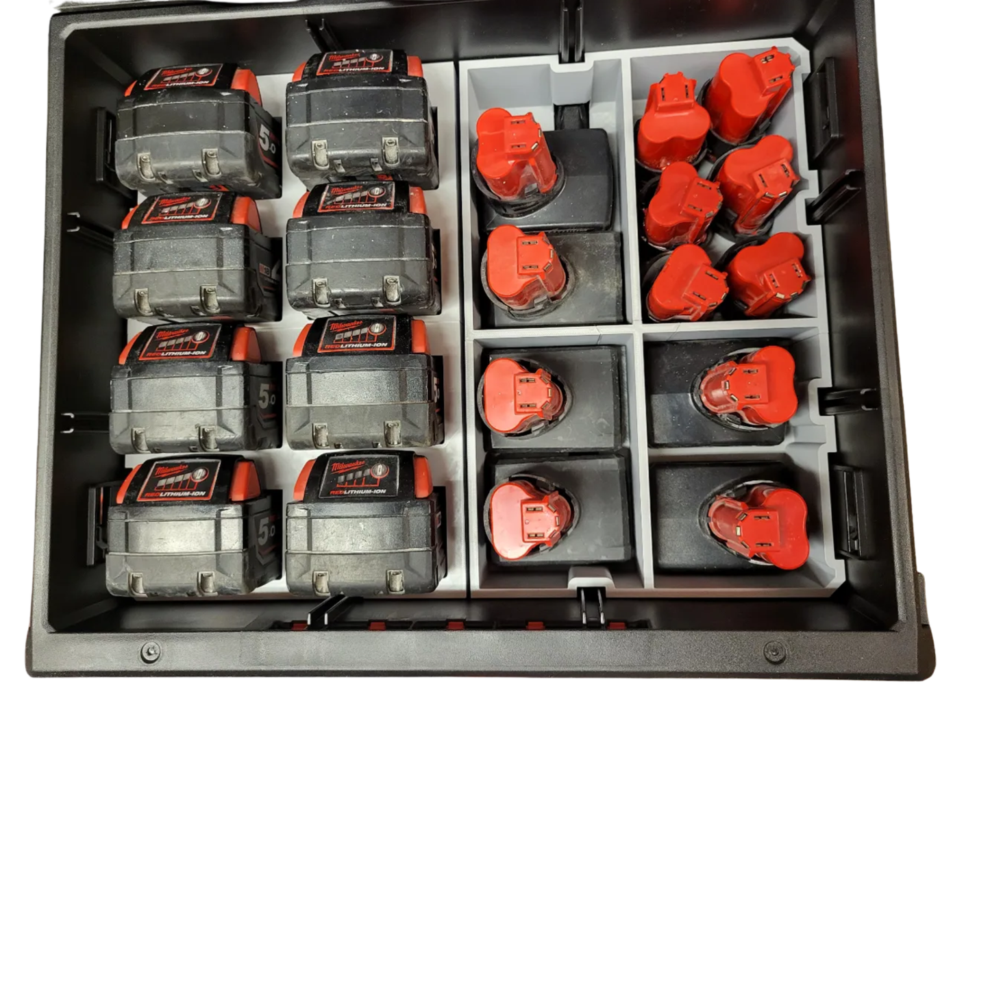 m18 4x 12Ah batteriholder til Milwaukee PACKOUT™ Skuff